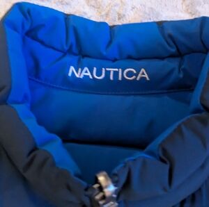 Men's Nautica Royal Blue And Navy Blue Reversible Down Jacket.